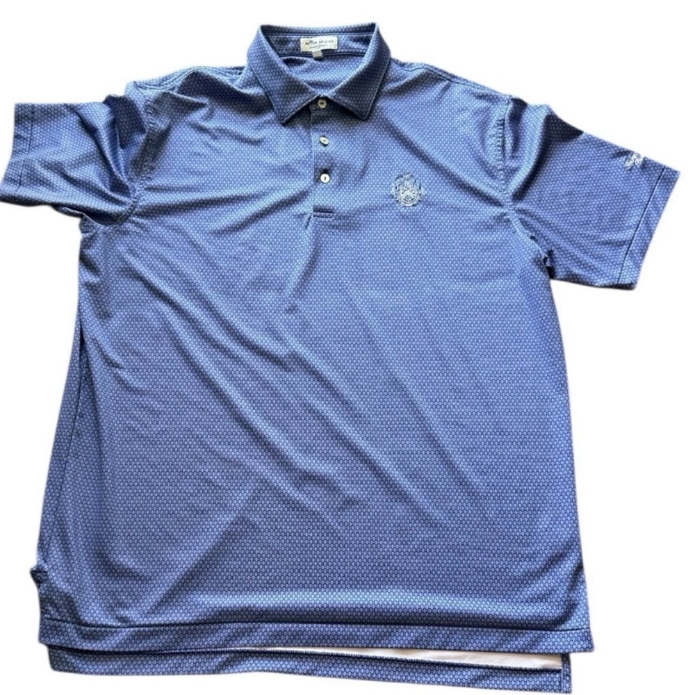 Peter Millar Summer Comfort Polo Shirt Trump Bedminster Golf Tennis Racket Sz L